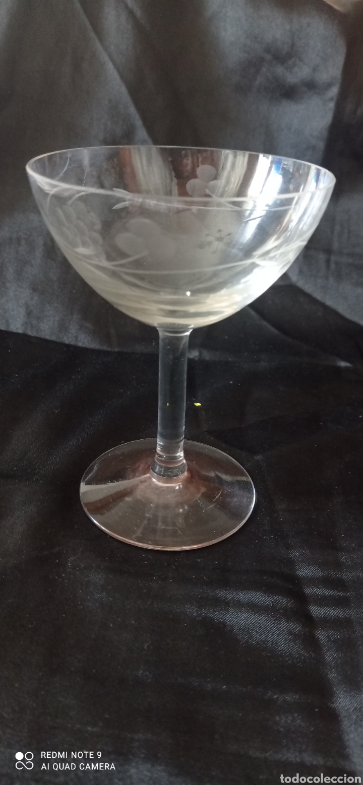 Antig&uuml;edades: Antigua copa cava champan cristal tallado uvas