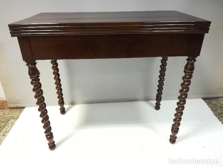 Antig&uuml;edades: MESA DE JUEGO LUIS PHILIPPE PALMA DE CAOBA - Foto 2