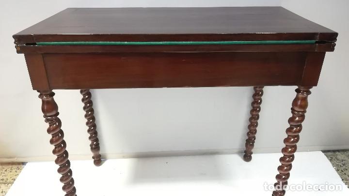 Antig&uuml;edades: MESA DE JUEGO LUIS PHILIPPE PALMA DE CAOBA - Foto 4