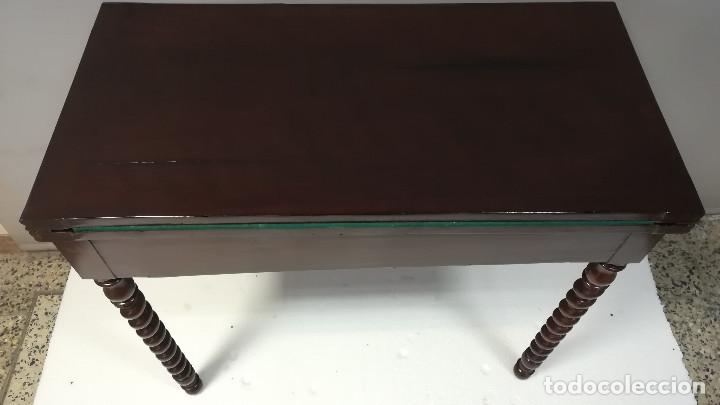 Antig&uuml;edades: MESA DE JUEGO LUIS PHILIPPE PALMA DE CAOBA - Foto 6