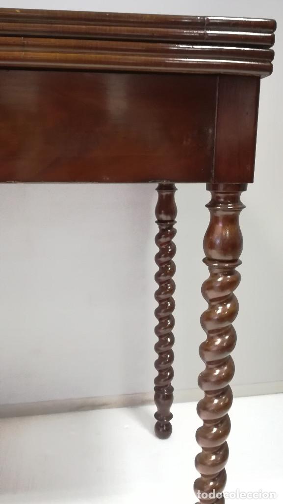 Antig&uuml;edades: MESA DE JUEGO LUIS PHILIPPE PALMA DE CAOBA - Foto 7