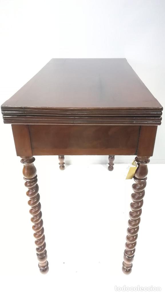 Antig&uuml;edades: MESA DE JUEGO LUIS PHILIPPE PALMA DE CAOBA - Foto 8