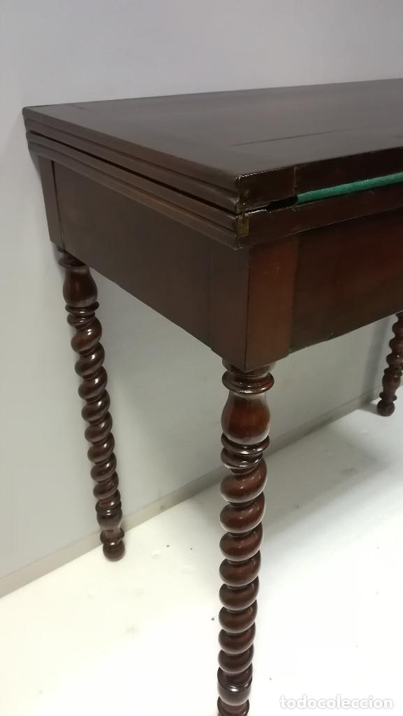 Antig&uuml;edades: MESA DE JUEGO LUIS PHILIPPE PALMA DE CAOBA - Foto 10