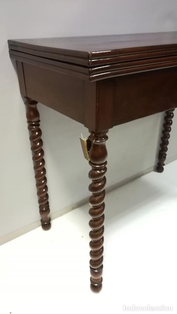 Antig&uuml;edades: MESA DE JUEGO LUIS PHILIPPE PALMA DE CAOBA - Foto 11