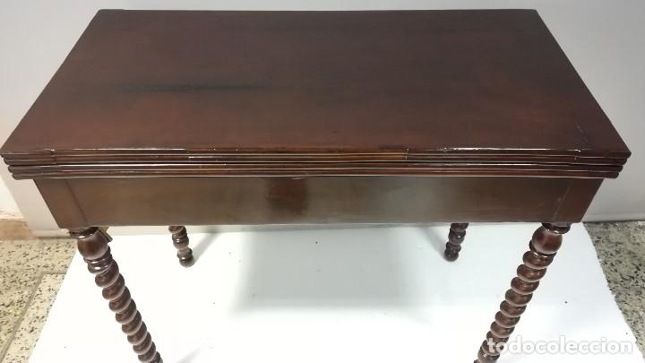 Antig&uuml;edades: MESA DE JUEGO LUIS PHILIPPE PALMA DE CAOBA - Foto 13