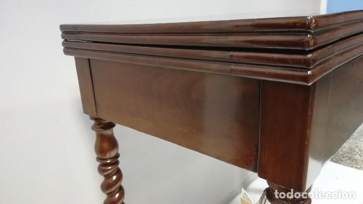 Antig&uuml;edades: MESA DE JUEGO LUIS PHILIPPE PALMA DE CAOBA - Foto 14