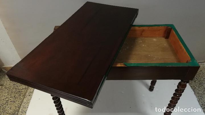 Antig&uuml;edades: MESA DE JUEGO LUIS PHILIPPE PALMA DE CAOBA - Foto 15