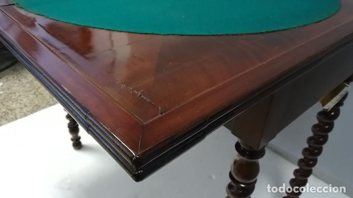 Antig&uuml;edades: MESA DE JUEGO LUIS PHILIPPE PALMA DE CAOBA - Foto 17
