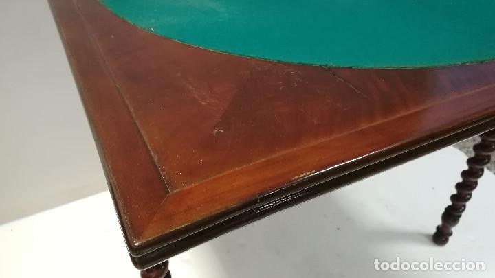 Antig&uuml;edades: MESA DE JUEGO LUIS PHILIPPE PALMA DE CAOBA - Foto 18