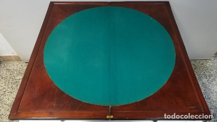 Antig&uuml;edades: MESA DE JUEGO LUIS PHILIPPE PALMA DE CAOBA - Foto 22