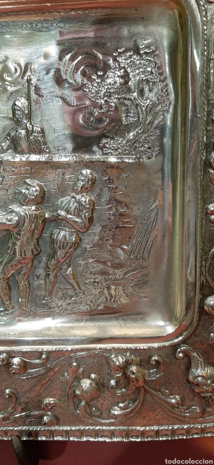 Antig&uuml;edades: Bandeja de cobre plateado - Foto 3