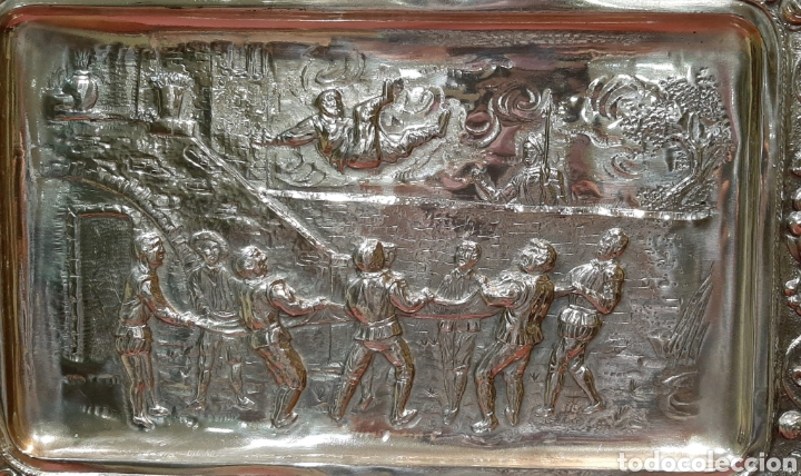 Antig&uuml;edades: Bandeja de cobre plateado - Foto 4