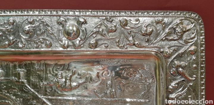 Antig&uuml;edades: Bandeja de cobre plateado - Foto 6