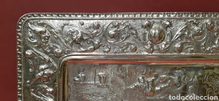 Antig&uuml;edades: Bandeja de cobre plateado - Foto 9