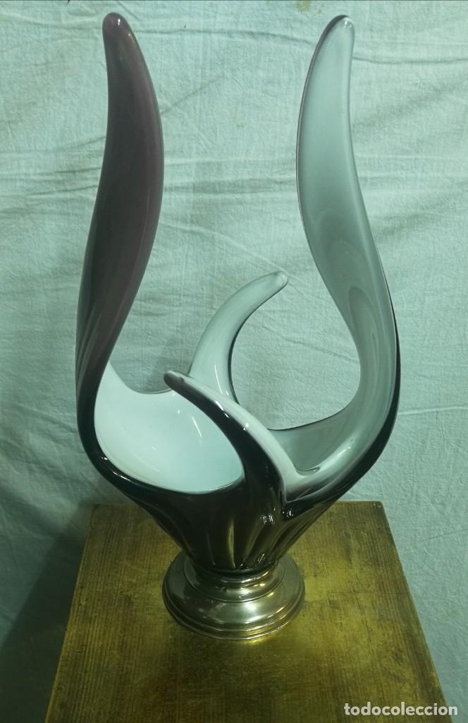 Antig&uuml;edades: Jarr&oacute;n de cristal soplado base de plata - Foto 1