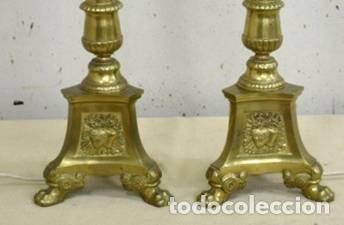Antig&uuml;edades: PAREJA DE CANDELEROS DE IGLESIA - Foto 5