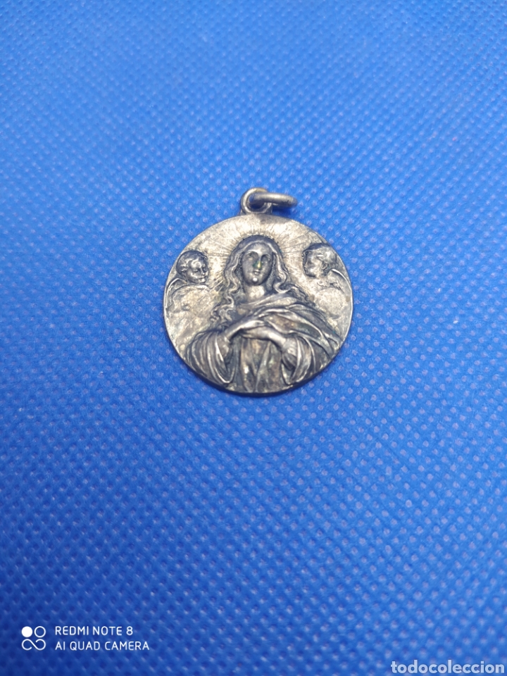Antig&uuml;edades: Medalla Virgen y Angelitos. 25cm - Foto 1