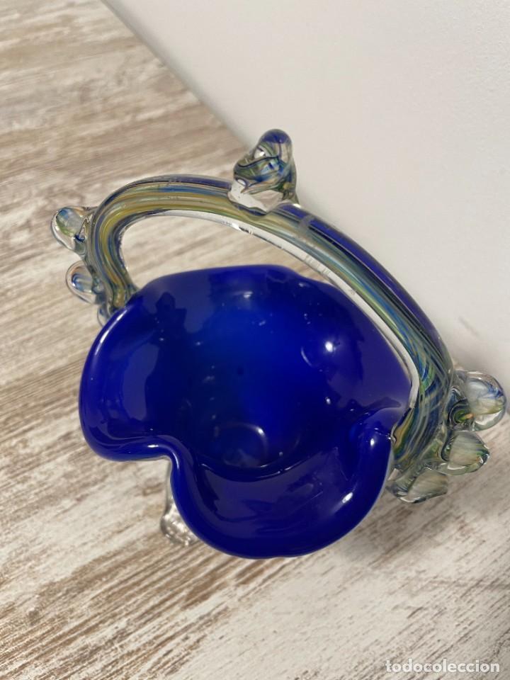 Antig&uuml;edades: CESTA CRISTAL MURANO AZUL COBALTO - Foto 5