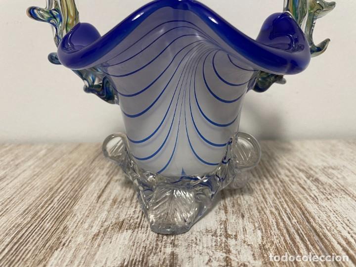 Antig&uuml;edades: CESTA CRISTAL MURANO AZUL COBALTO - Foto 6