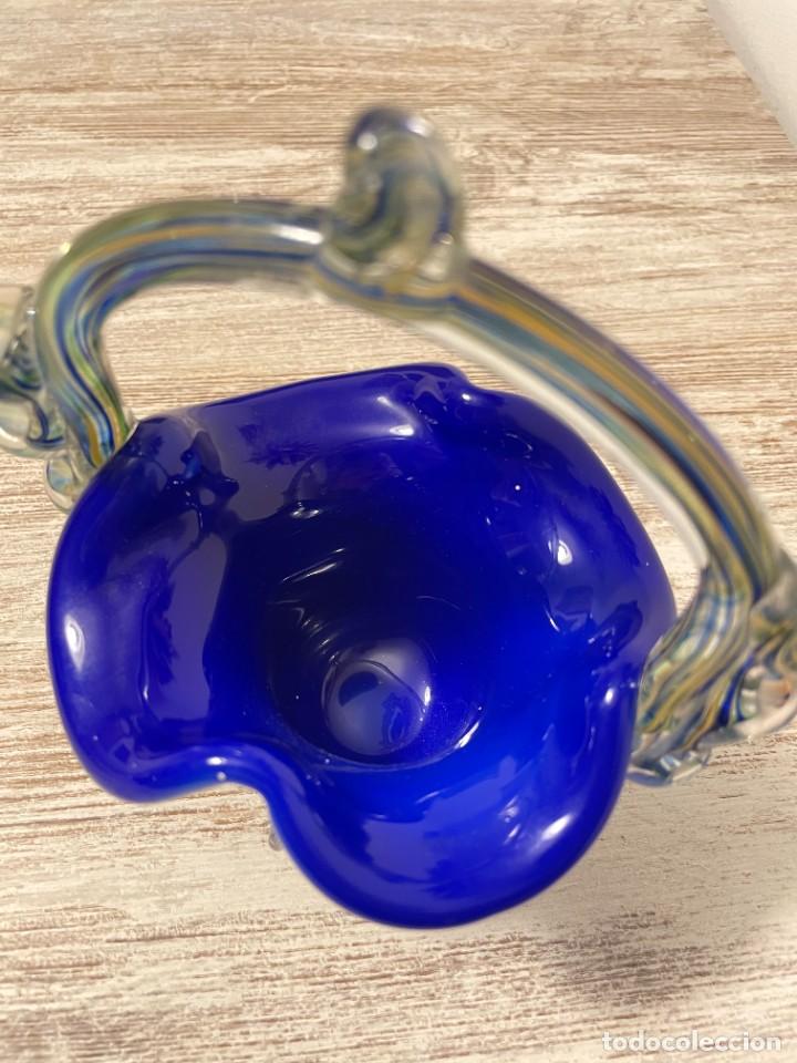 Antig&uuml;edades: CESTA CRISTAL MURANO AZUL COBALTO - Foto 9