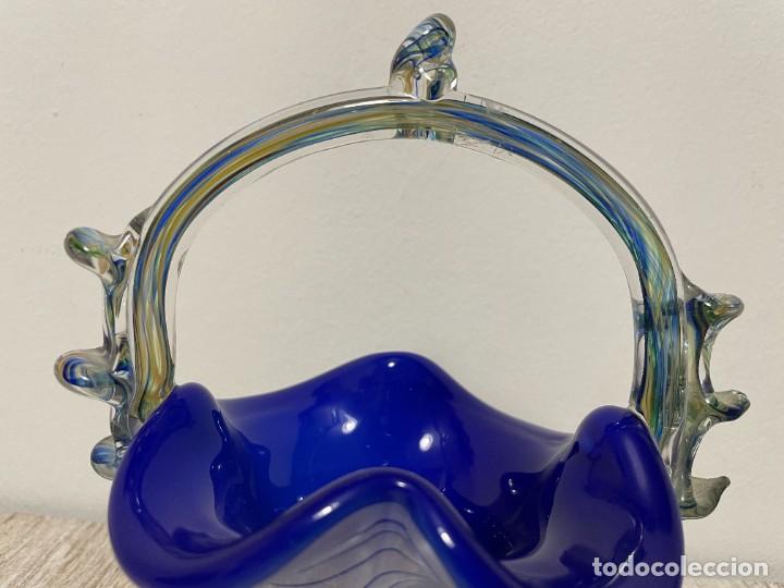 Antig&uuml;edades: CESTA CRISTAL MURANO AZUL COBALTO - Foto 10