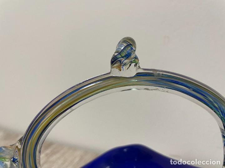 Antig&uuml;edades: CESTA CRISTAL MURANO AZUL COBALTO - Foto 11