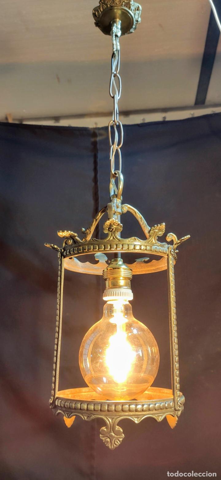Antig&uuml;edades: EXCELENTE LUZ, FAROL ,LAMPARA, DE BRONCE - Foto 4