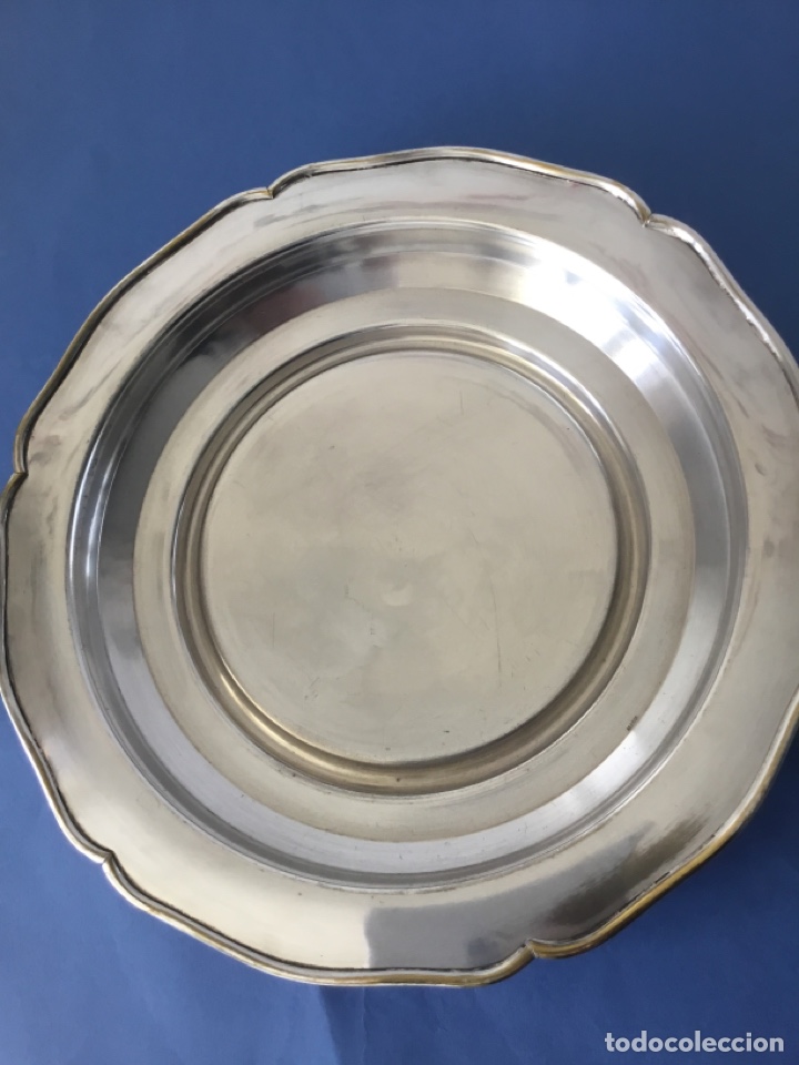 Antig&uuml;edades: Antigua bandeja de alpaca plateada - Foto 3