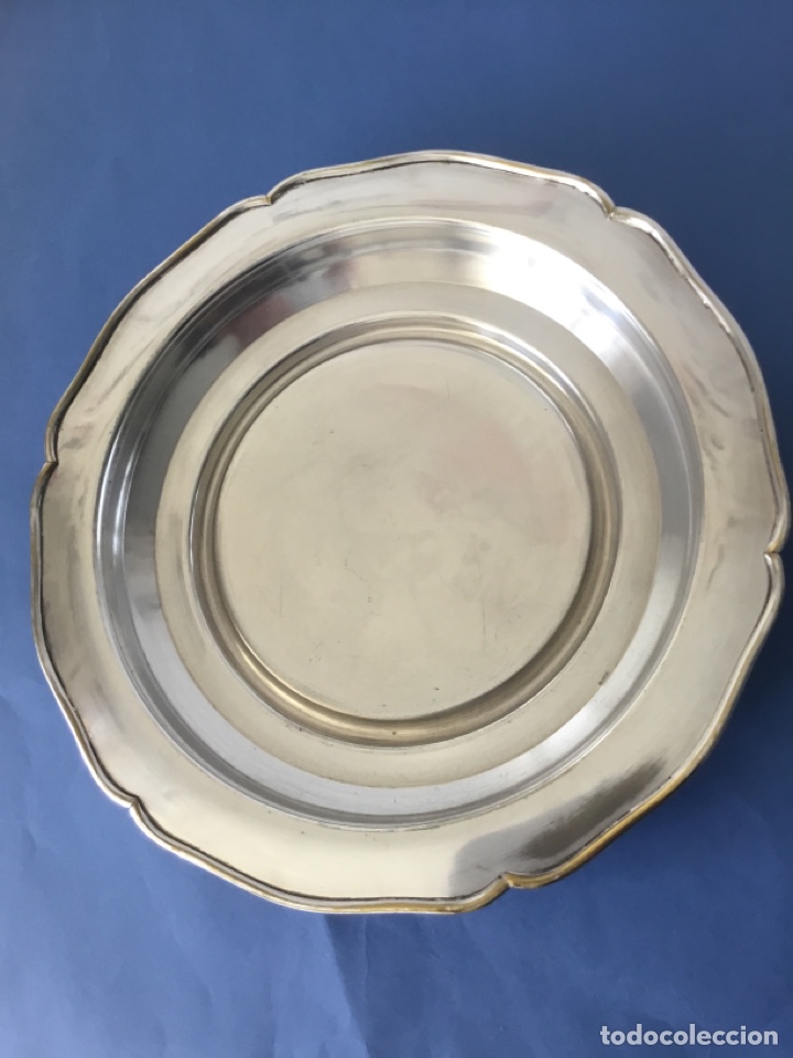Antig&uuml;edades: Antigua bandeja de alpaca plateada - Foto 1