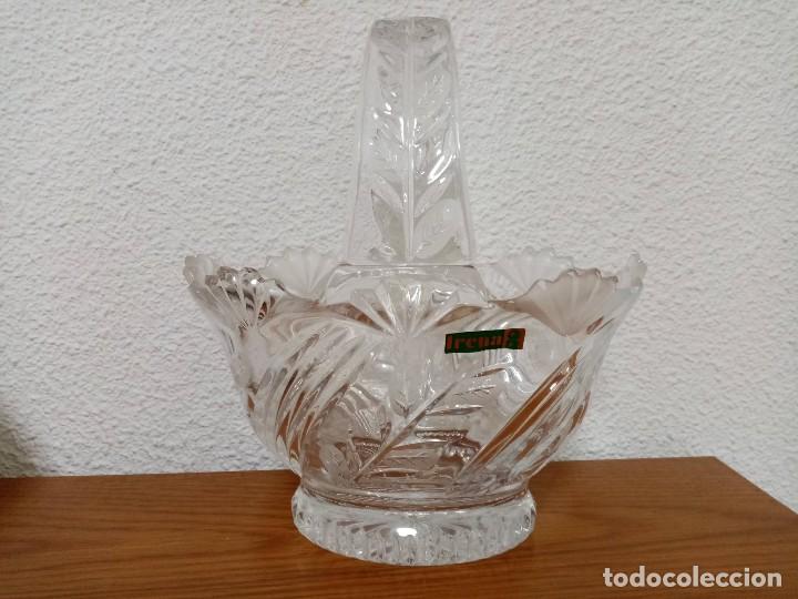 Antig&uuml;edades: CESTA DE CRISTAL DE PLOMO TALLADO 24 % DE IRENA. FABRICADA EN POLONIA A&Ntilde;OS 80