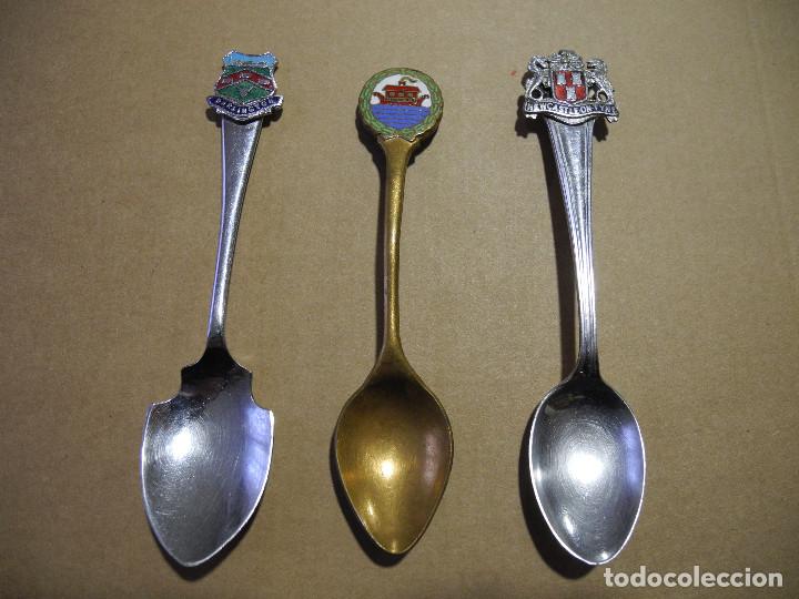 Oggetti Antichi: 3 cucharas con escudo. Dos de ellas EPNS