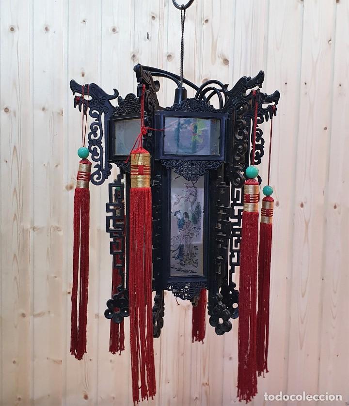 Antig&uuml;edades: PAREJA DE LAMPARAS ASIATICAS TIPO FAROL - Foto 2