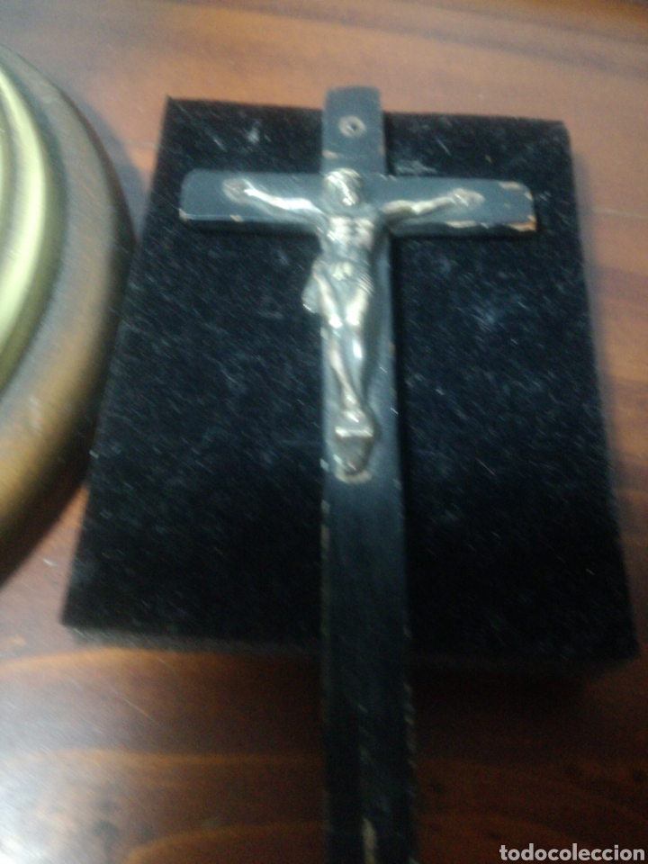 Antig&uuml;edades: Cruz para Santo de madera y plata - Foto 2