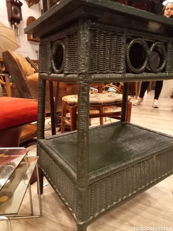 Antig&uuml;edades: Mesa madera bambu, mimbre muy antigua - Foto 5