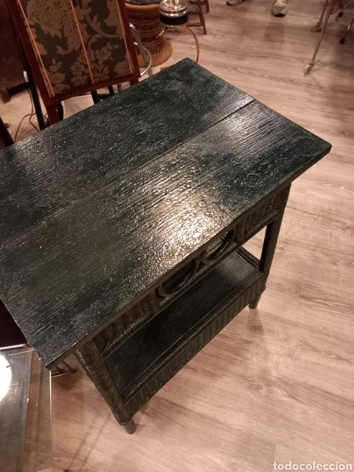 Antig&uuml;edades: Mesa madera bambu, mimbre muy antigua - Foto 6