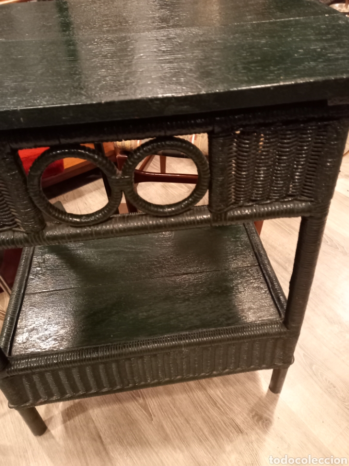 Antig&uuml;edades: Mesa madera bambu, mimbre muy antigua - Foto 7