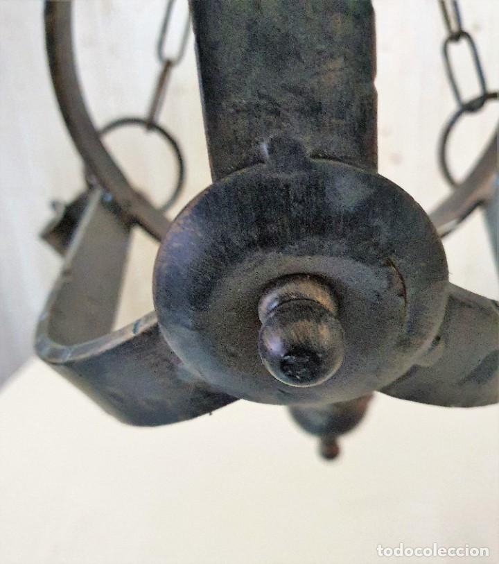 Antig&uuml;edades: LAMPARA DE FORJA TRES LUCES - Foto 4