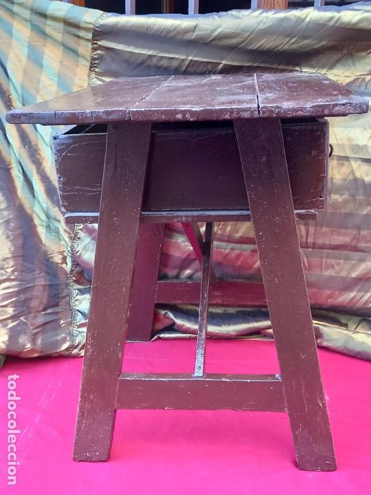 Antig&uuml;edades: MESA TOCINERA ALTA - ANTIGUA, EN MADERA PINTADA. - Foto 3