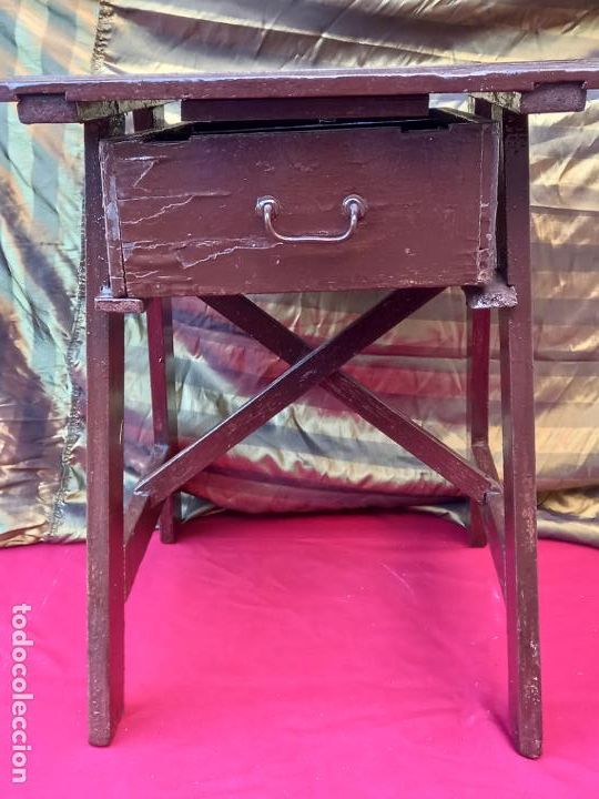 Antig&uuml;edades: MESA TOCINERA ALTA - ANTIGUA, EN MADERA PINTADA. - Foto 1
