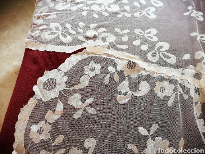 Antigüedades: Finisima mantilla de tul bordada a mano, estilo goyesca - Foto 19 - 254404445