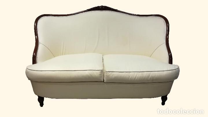 Antig&uuml;edades: SOFA ISABELINO BLANCO DE DOS PLAZAS - Foto 1