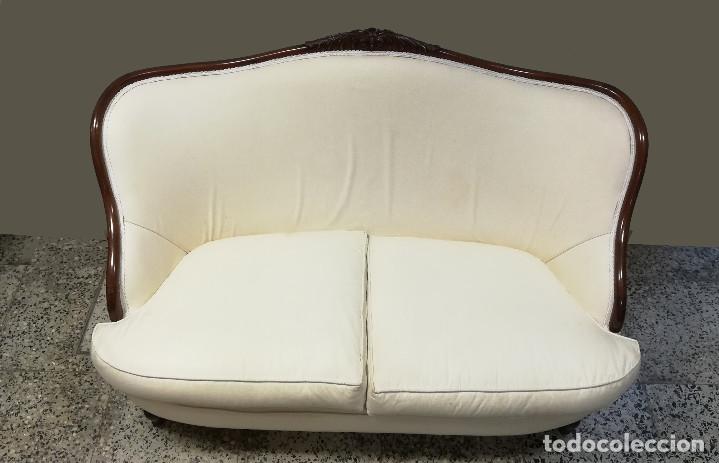Antig&uuml;edades: SOFA ISABELINO BLANCO DE DOS PLAZAS - Foto 2