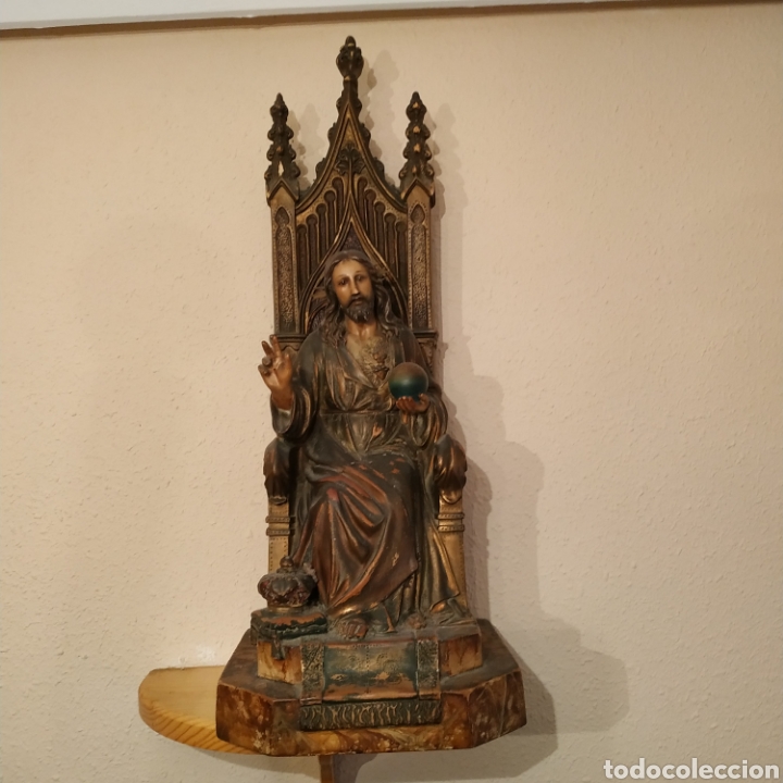 Antig&uuml;edades: Sagrado Coraz&oacute;n de Jes&uacute;s figura - Foto 5
