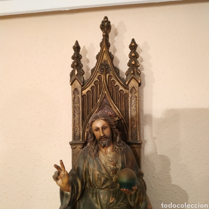 Antig&uuml;edades: Sagrado Coraz&oacute;n de Jes&uacute;s figura - Foto 6