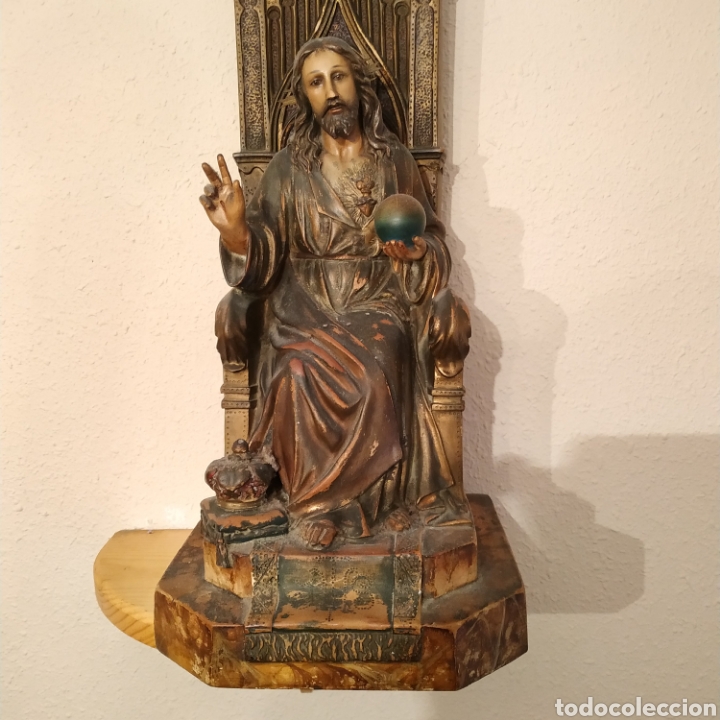 Antig&uuml;edades: Sagrado Coraz&oacute;n de Jes&uacute;s figura - Foto 7