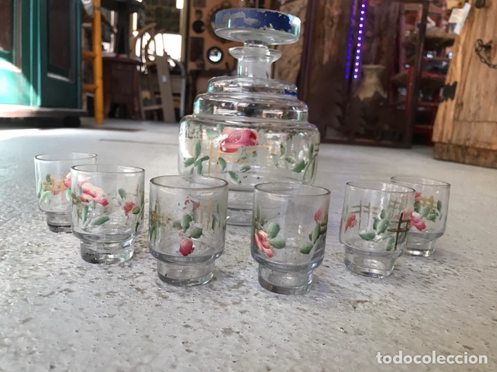 Antig&uuml;edades: Licorera con 6 vasitos. A&ntilde;o 1940 - Foto 5