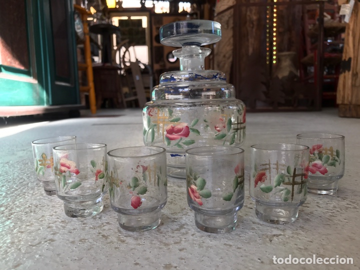 Antig&uuml;edades: Licorera con 6 vasitos. A&ntilde;o 1940 - Foto 11