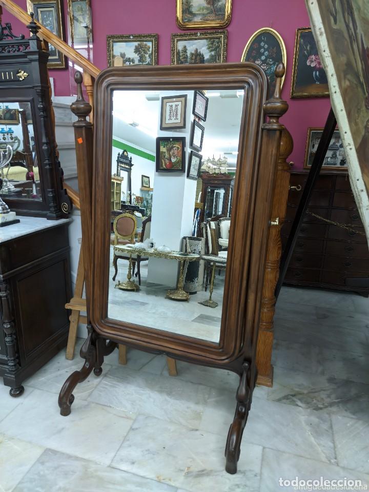 Antig&uuml;edades: Espejo reclinable de dormitorio en madera - Foto 1