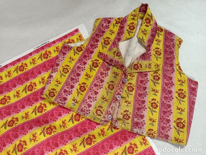 Antig&uuml;edades: TEJIDO DE PERCAL DE RAYAS ROSA Y AMARILLO - Foto 2