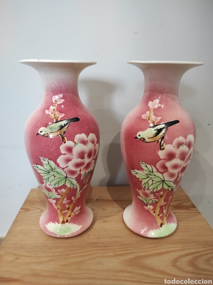 pareja de jarrones floreros, en porcelana de ma - Compra venta en  todocoleccion